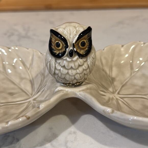 vintage Otagiri owl leaf design relish or snack tray trinket bowl mid century - Picture 2 of 11